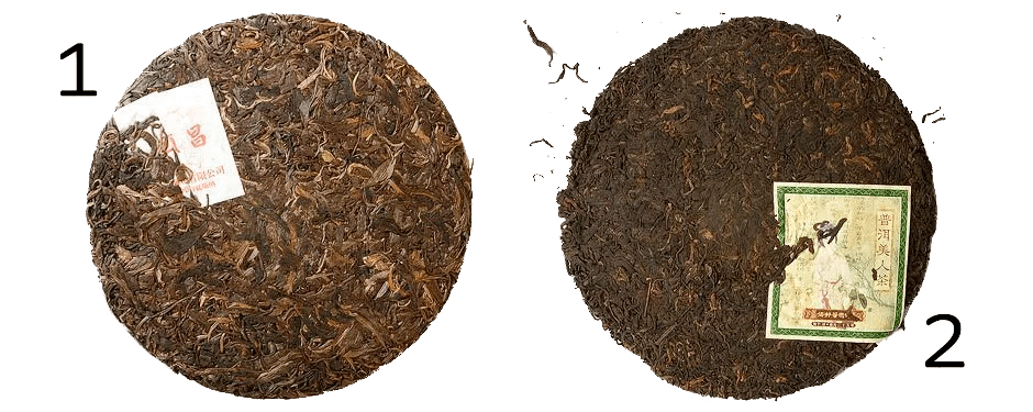 1 - Puerh Sheng; 2 - Puerh Shu. 1 - Puerh Sheng; 2 - Puerh Shu.